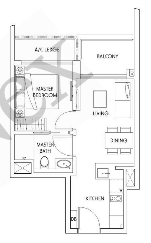 Condominium for Rent, Sky Green Condominium For Rent, $3,000, 1 Bed 1 Bath 474 sqft $6.33 psf, SGD 3,000 | Freehold
