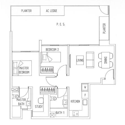 The Lakefront Residences Condominium For Rent, $5,000, 3 Bed 2 Bath 1,001 sqft $5.00 psf