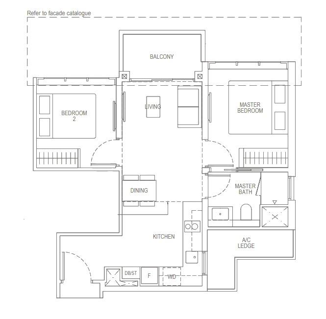 Irwell Hill Residences Condominium For Rent, $5,500, 2 Bed 1 Bath 624 sqft $8.81 psf