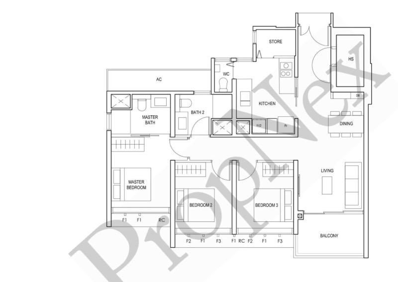 Condominium for Rent, Penrose Condominium For Rent, $5,788, 3 Bed 3 Bath 1,055 sqft $5.49 psf, SGD 5,788 | 99-year Leasehold