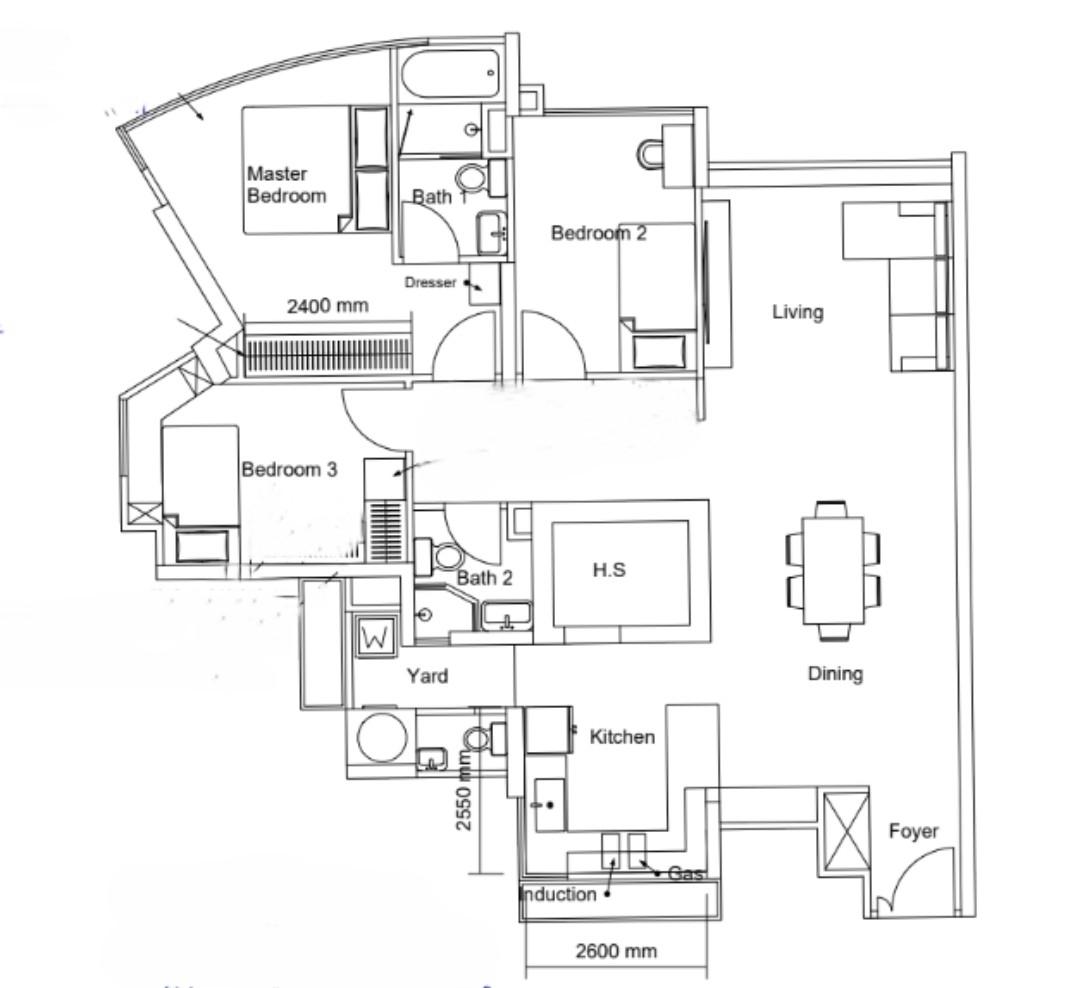 Condominium for Rent, The Madeira Condominium For Rent, $4,900, 3 Bed 3 Bath 1,378 sqft $3.56 psf, SGD 4,900 | 99-year Leasehold