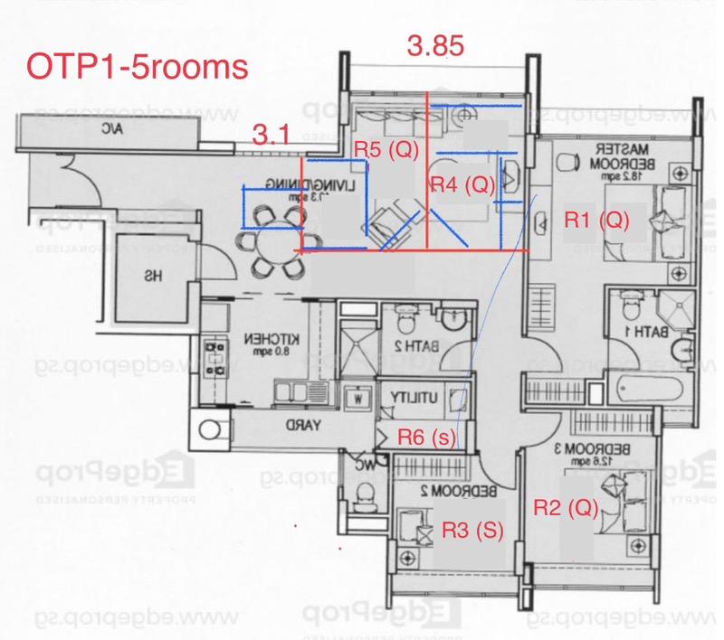 Condominium for Rent, Changi Rise Condo Condominium Room Rental, $1,200, 1 Bed 1 Bath 180 sqft $6.67 psf, SGD 1,200 | 99-year Leasehold