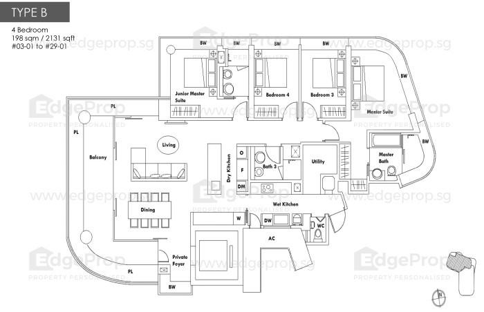 Condominium for Rent, Skyline 360 Condominium For Rent, $15,000, 4 Bed 3 Bath 2,131 sqft $7.04 psf, SGD 15,000 | Freehold