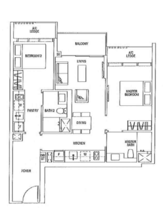 Condominium for Rent, Sims Urban Oasis Condominium For Rent, $3,500, 1 Bed 1 Bath 463 sqft $7.56 psf, SGD 3,500 | 99-year Leasehold
