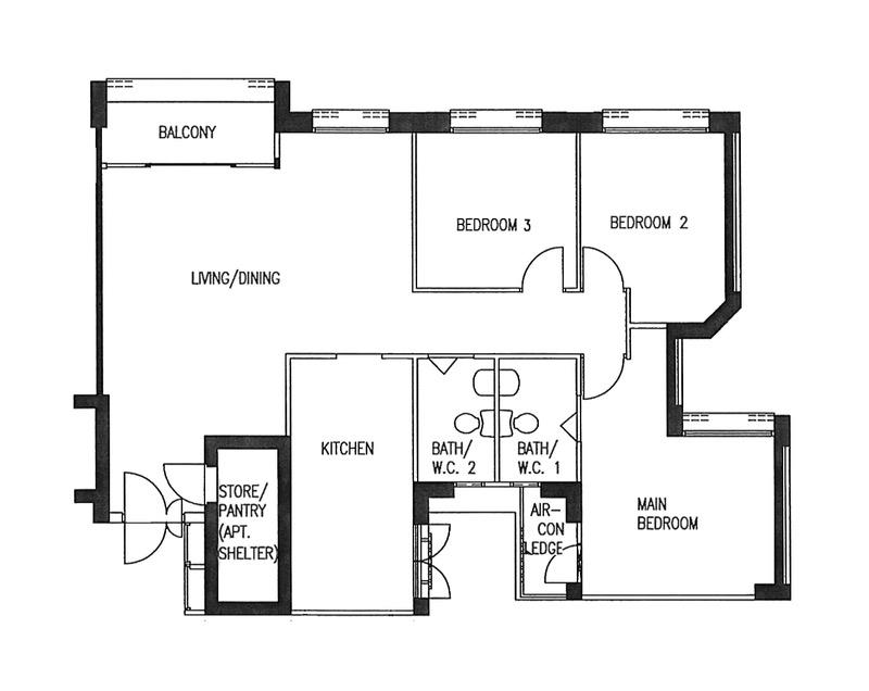 55 Strathmore Avenue HDB Apartment For Rent, $4,300, 3 Bed 2 Bath 1,022 sqft $4.21 psf
