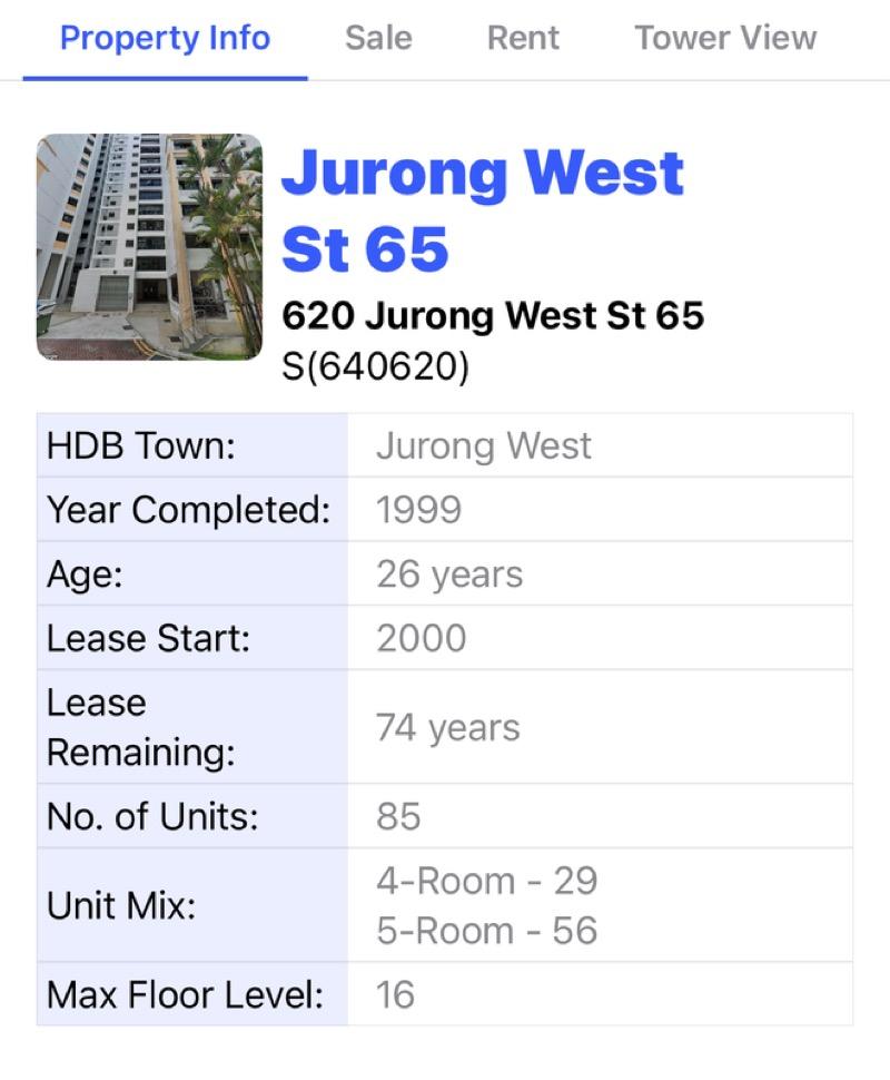 620 Jurong West Street 65 HDB Apartment Room Rental, $850, 1 Bed 2 Bath 215 sqft $3.95 psf