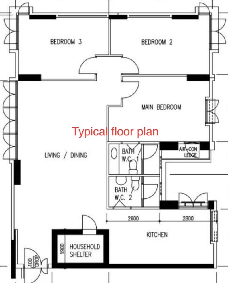 HDB Apartment for Rent, 191A Rivervale Drive HDB Apartment Room Rental, $900, 1 Bed 1 Bath 1,237 sqft $0.73 psf, SGD 900 | 99-year Leasehold