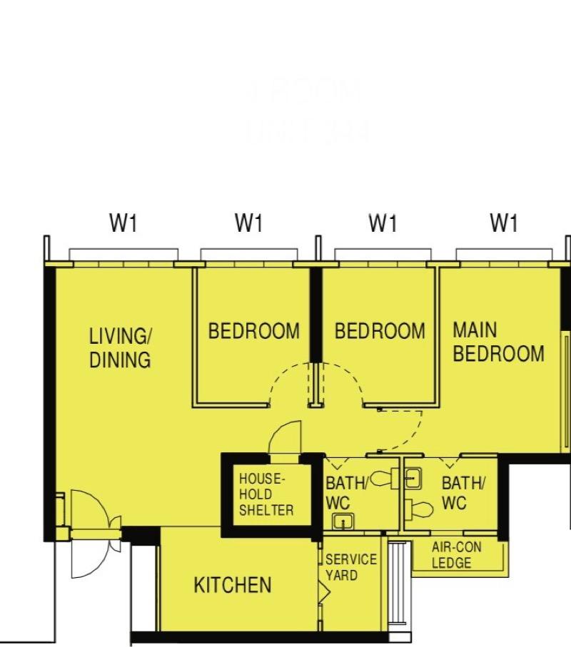 HDB Apartment for Rent, 38A EUNOS ROAD 2 HDB Apartment Room Rental, $1,200, 1 Bed 2 Bath 1,506 sqft $0.80 psf, SGD 1,200