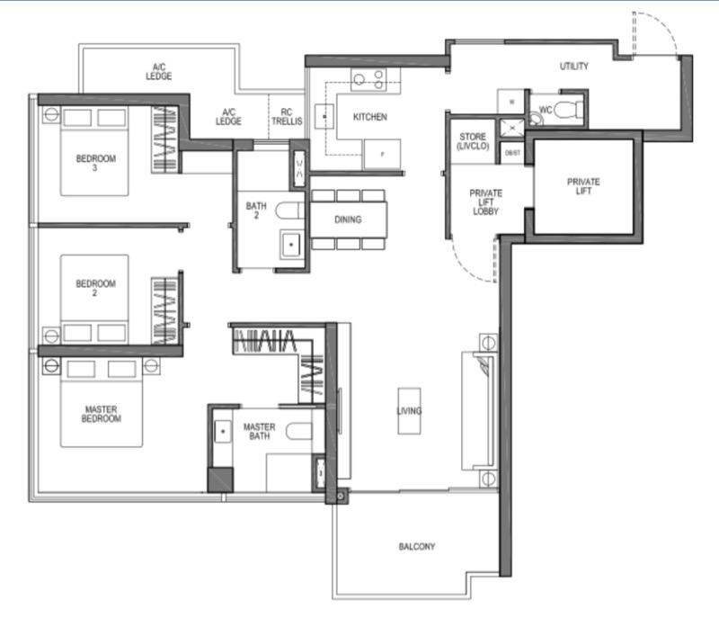 Condominium for Rent, Seaside Residences Condominium For Rent, $8,200, 3 Bed 3 Bath 1,259 sqft $6.51 psf, SGD 8,200