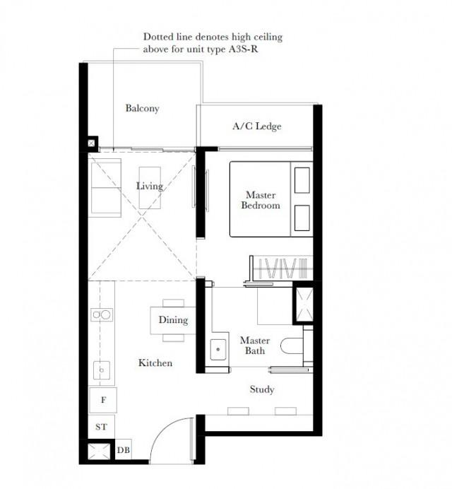 The Garden Residences Condominium For Rent, $3,200, 1 Bed 1 Bath 516 sqft $6.20 psf