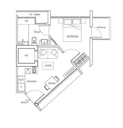 Condominium for Rent, Viva Vista Condominium For Rent, $3,100, 1 Bed 1 Bath 398 sqft $7.79 psf, SGD 3,100