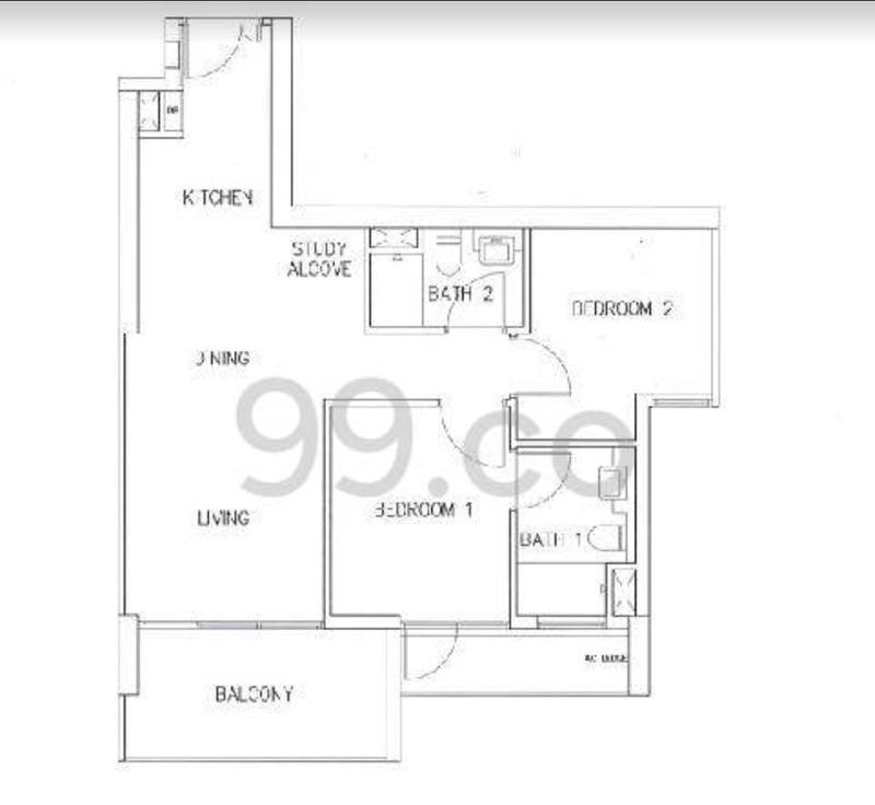 Condominium for Rent, 18 Woodsville Condominium For Rent, $4,000, 2 Bed 2 Bath 710 sqft $5.63 psf, SGD 4,000 | Freehold