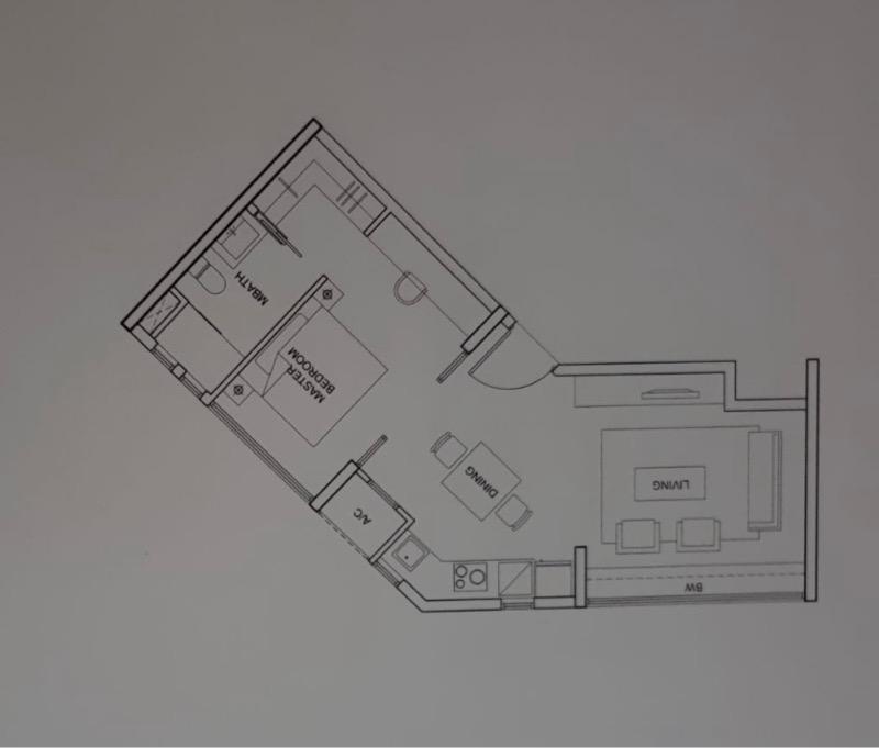 Tresalveo Condominium For Rent, $3,400, 1 Bed 1 Bath 592 sqft $5.74 psf