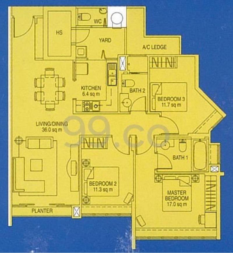 The Esparis Condominium For Rent, $4,200, 3 Bed 3 Bath 1,185 sqft $3.54 psf
